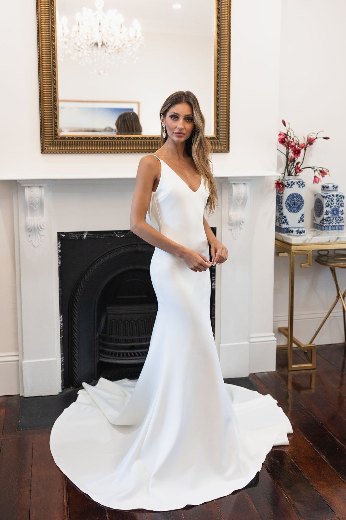KALITA Cowl Back Crepe Gown - Ivory