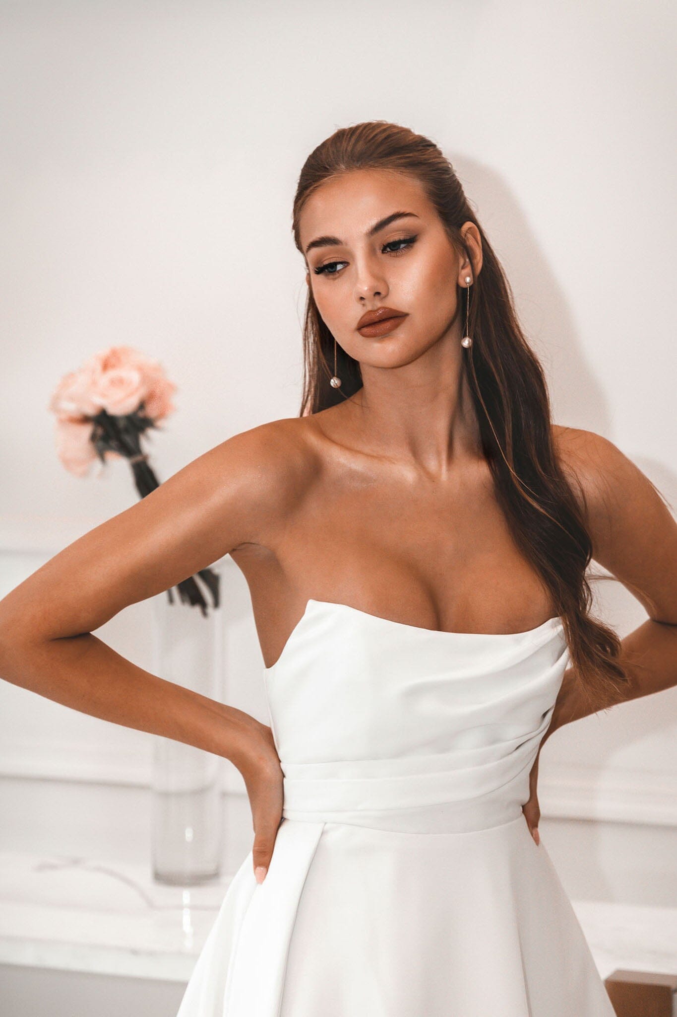 MARION Strapless A-line Satin Gown - Ivory – NB LUXE