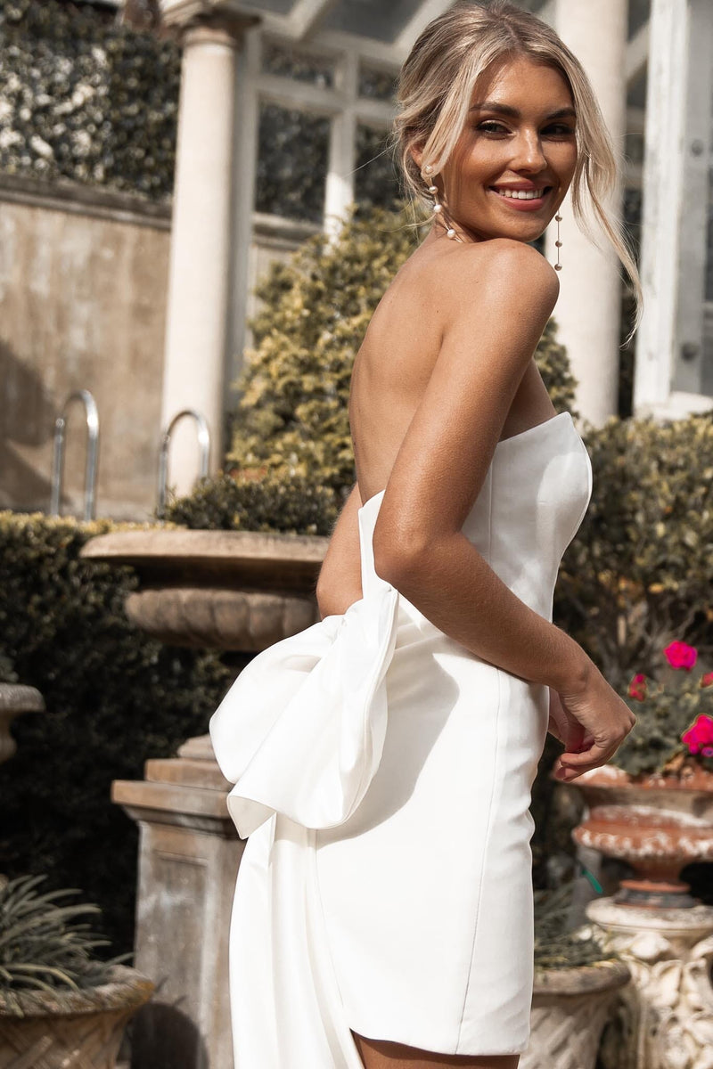 ANA Bow Mini Dress - Ivory NB LUXE ANA Bow Mini Dress - Ivory NB LUXE