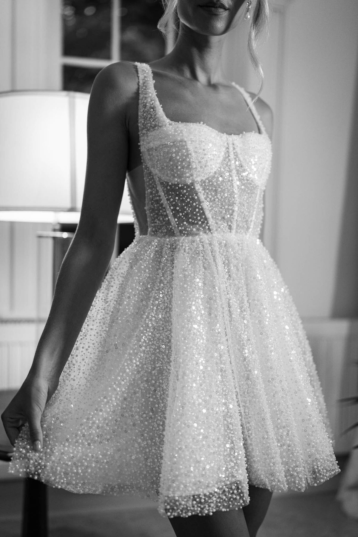 ALICE Beaded Mini Dress - Ivory NB LUXE ALICE Beaded Mini Dress - Ivory NB LUXE