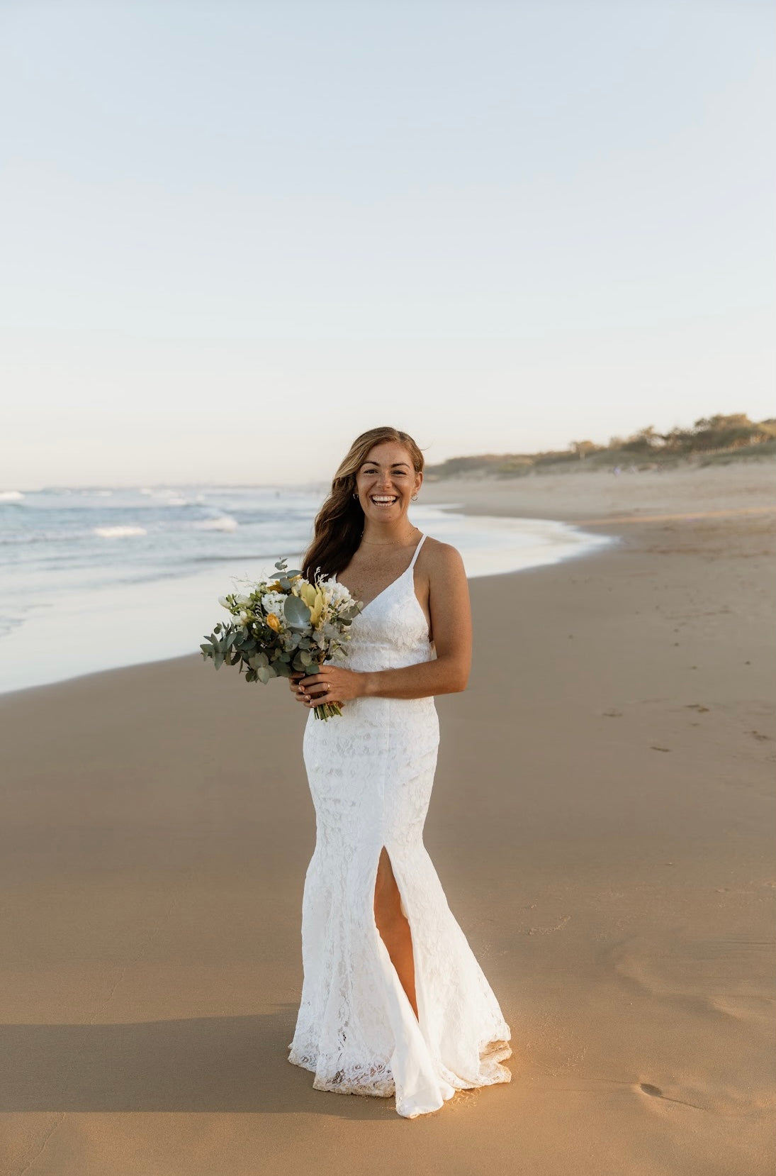 Amora Lace Gown with Split - White (XXL - Clearance Sale) Amora Lace Gown with Split - White (XXL - Clearance Sale)