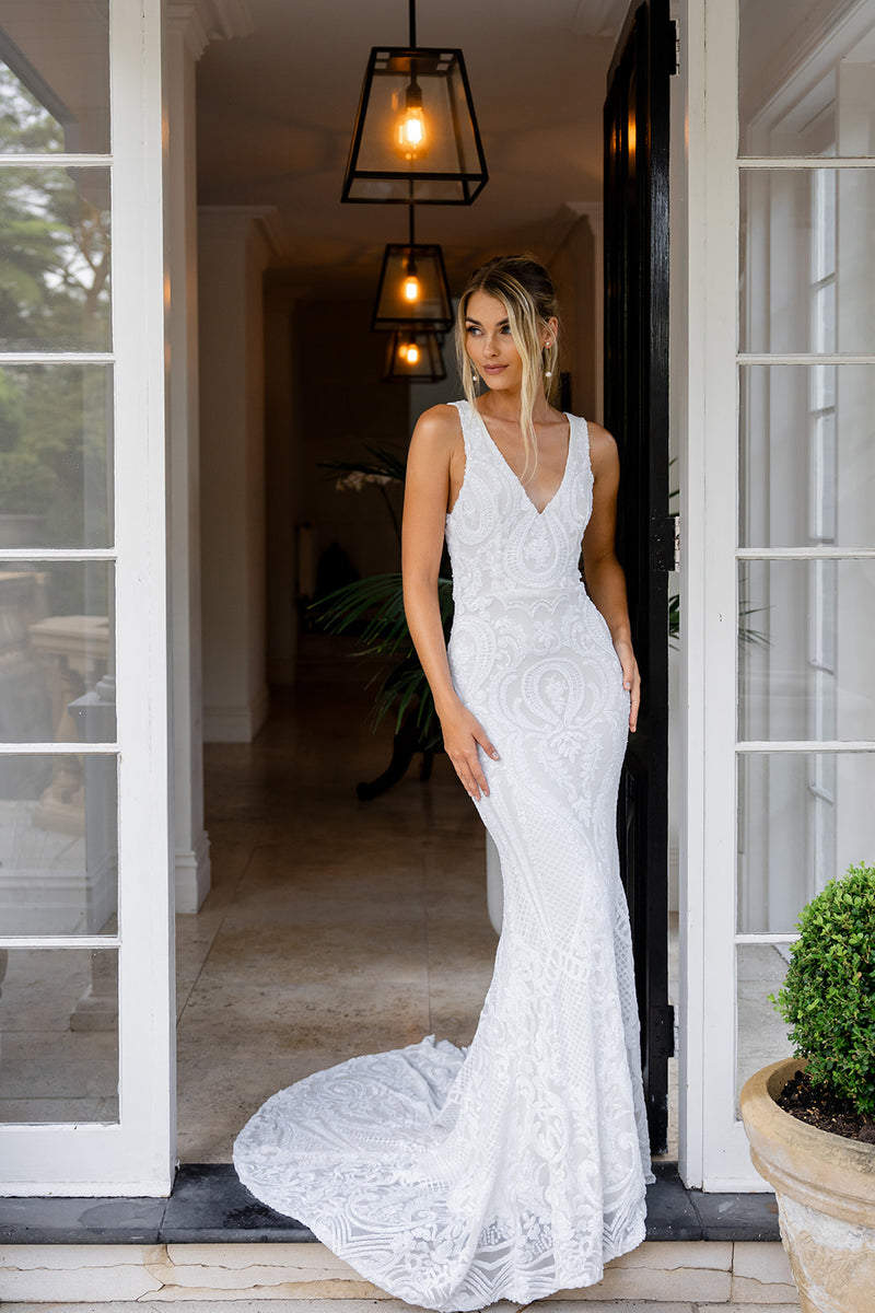 Kalani Pattern Sequin Gown