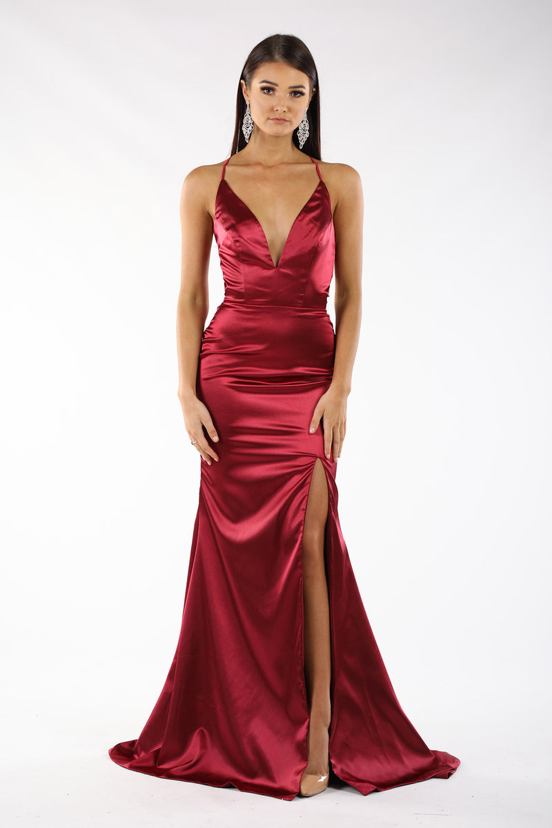 dark red satin dress Long A Line Prom Dresses Custom Color / US6 Made from high Red Satin Dresses | NastyGal