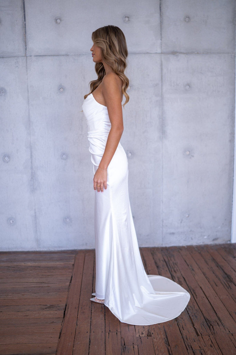 strapless white bridal dress JANA Bustier Corset Gown Nude Lace Sheath Wedding Size:S8/10 This unrivaled wedding dress pakistani lawn dresses