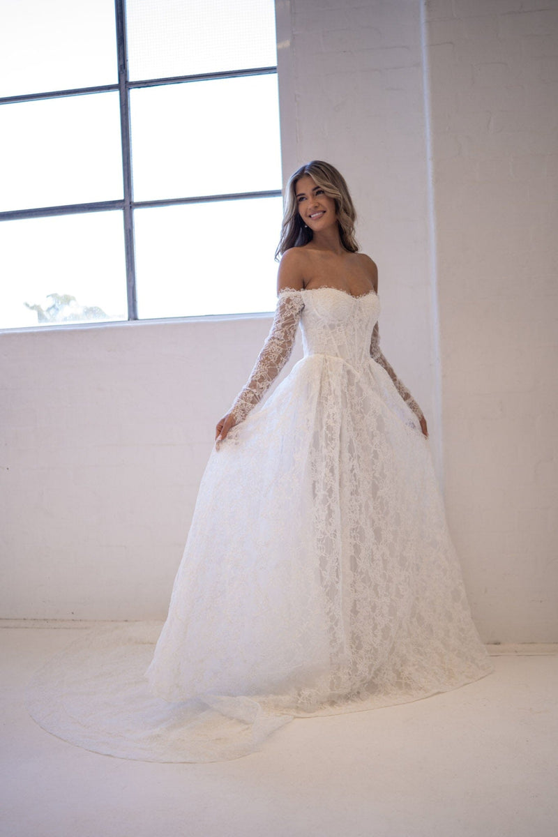 chinese dress ladies A-line Romantic Off-the-Shoulder Lace Long Wedding Dresses, Bridal Gow –  bridalsew