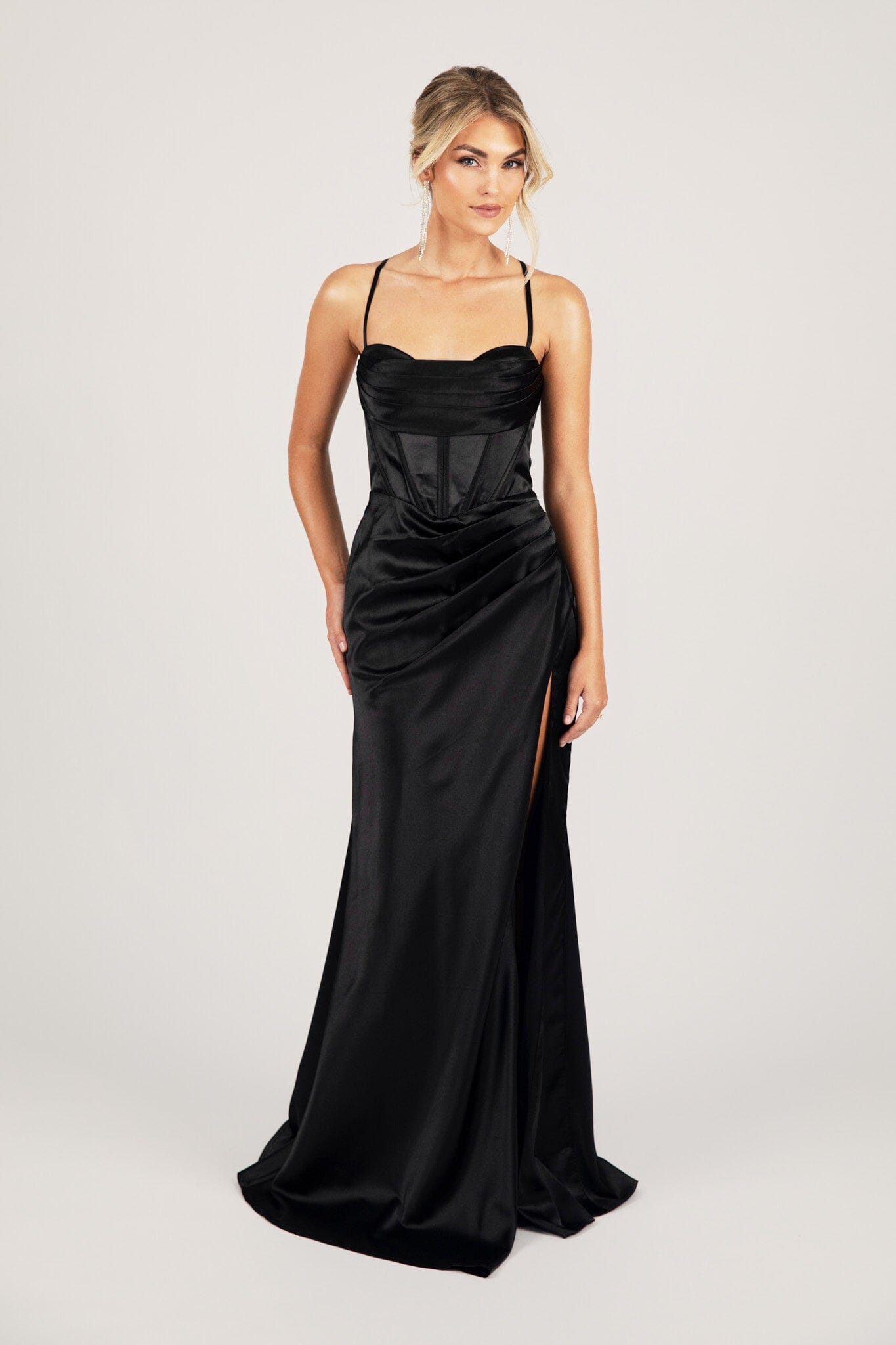 SHANTE Lace Up Back Corset Gown - Black – NB LUXE