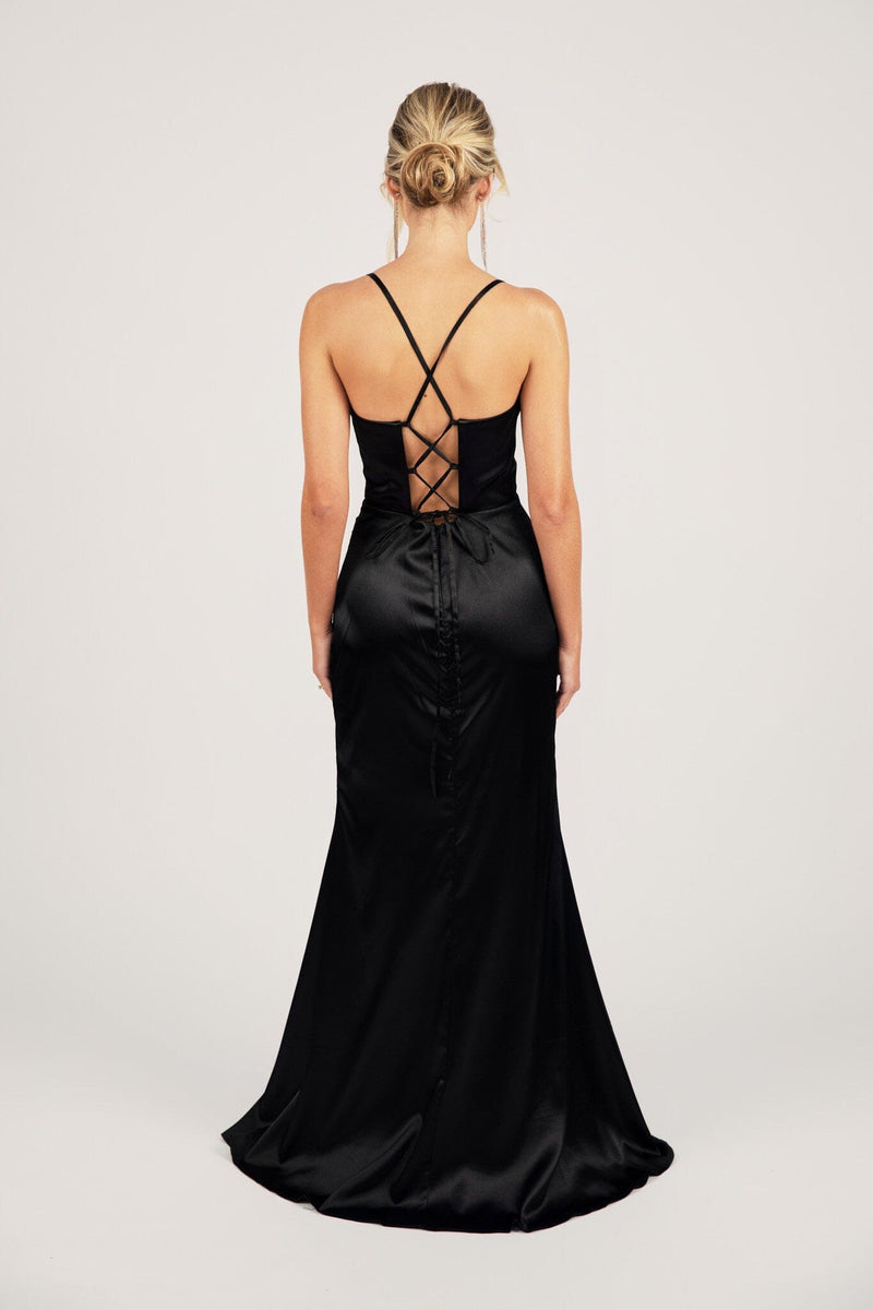 SHANTE Lace Up Back Corset Gown - Black NB LUXE SHANTE Lace Up Back Corset Gown - Black NB LUXE