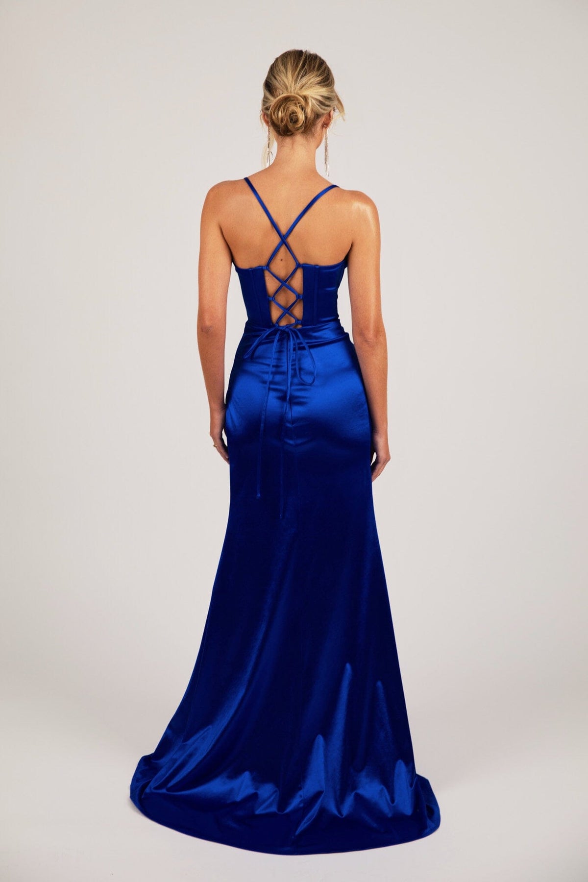 SHANTE Lace Up Back Corset Gown - Royal Blue M SHANTE Lace Up Back Corset Gown - Royal Blue M