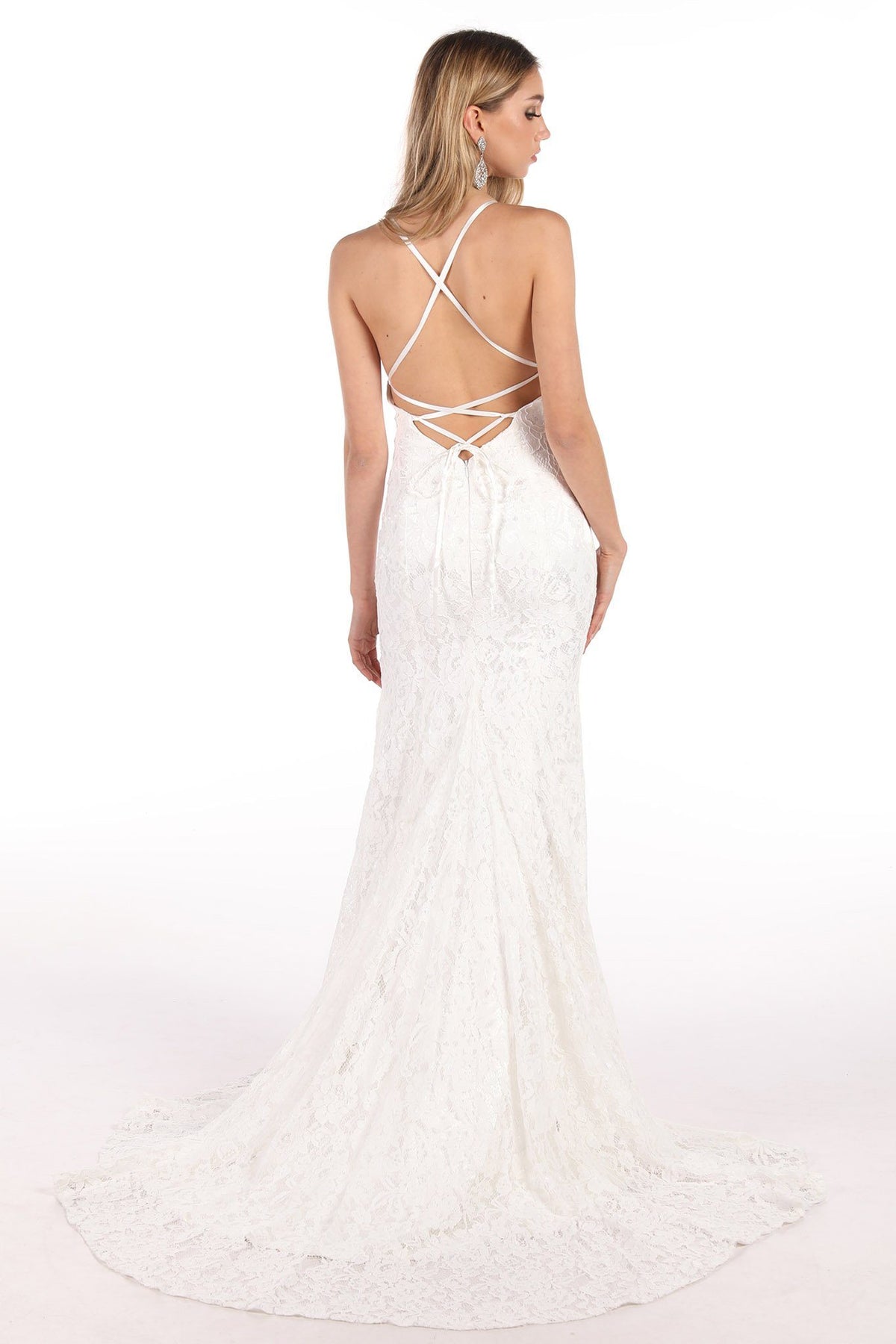 Amora Lace Gown with Split - White