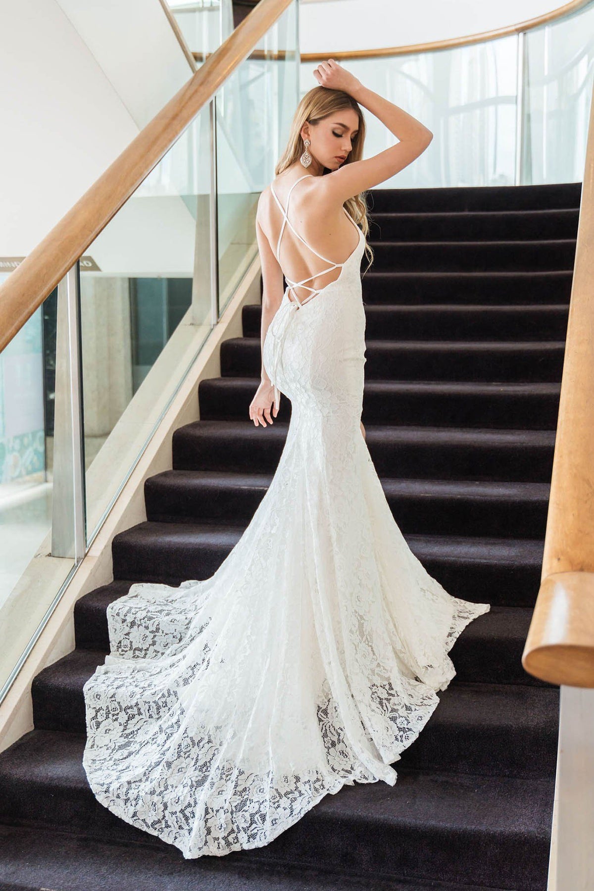 Amora Lace Gown with Split - White (XXL - Clearance Sale) Amora Lace Gown with Split - White (XXL - Clearance Sale)