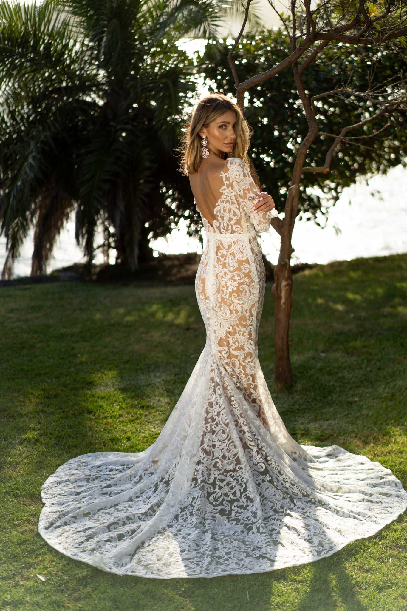 Nude long sleeve gown store