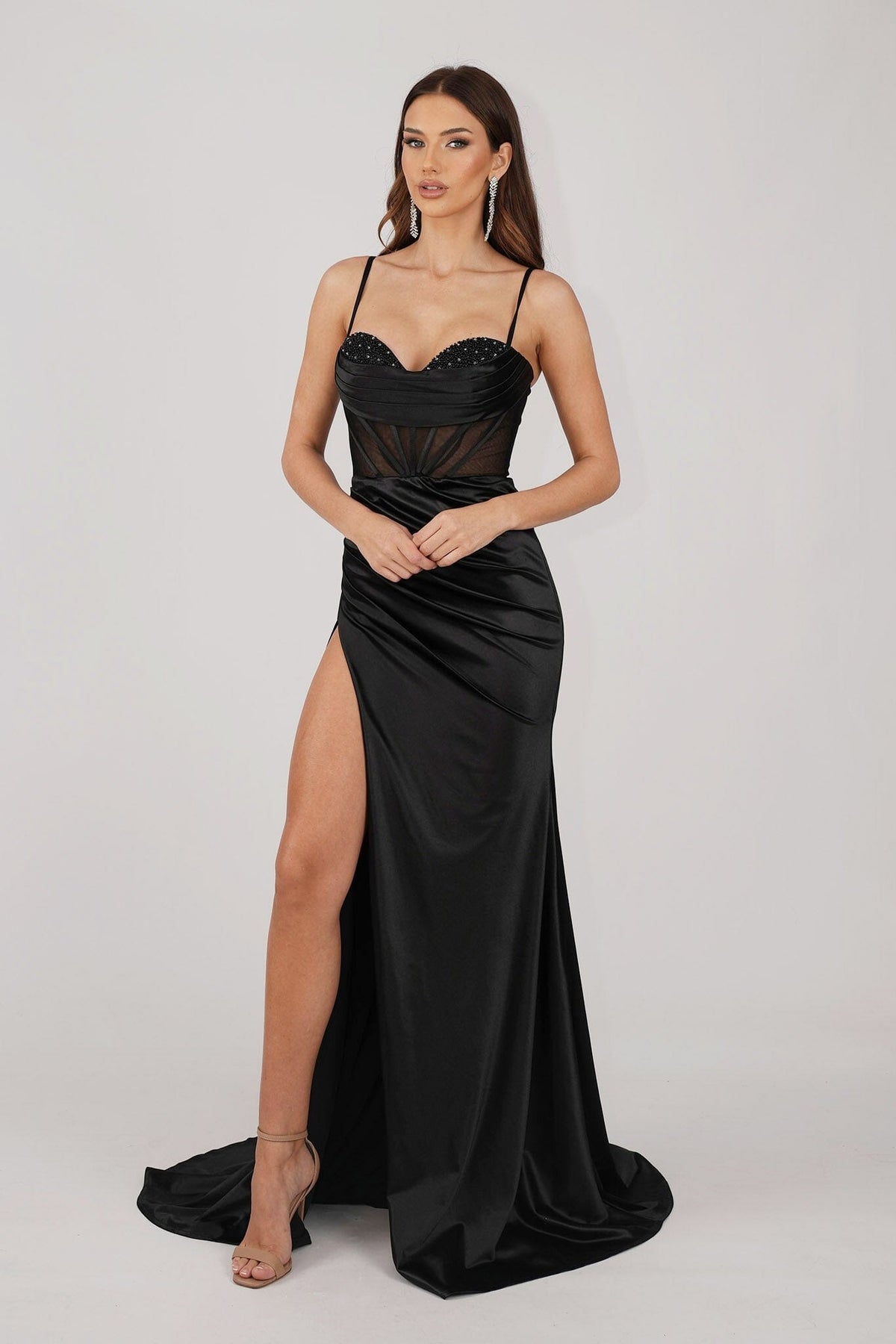 CRYSTAL Corset Gown - Black