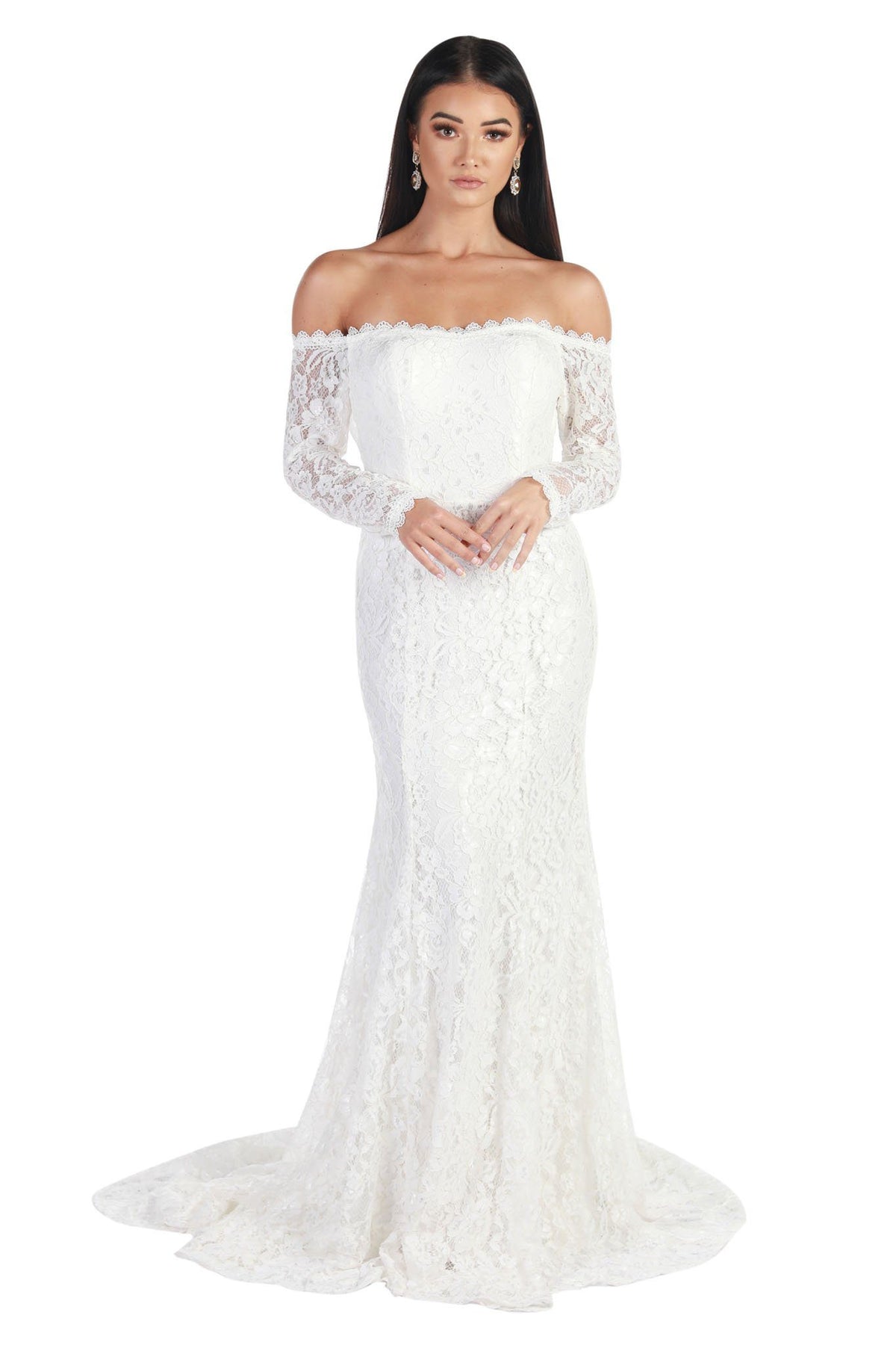 Caroline Long Sleeve Lace Gown - Ivory 6XL Caroline Long Sleeve Lace Gown - Ivory 6XL