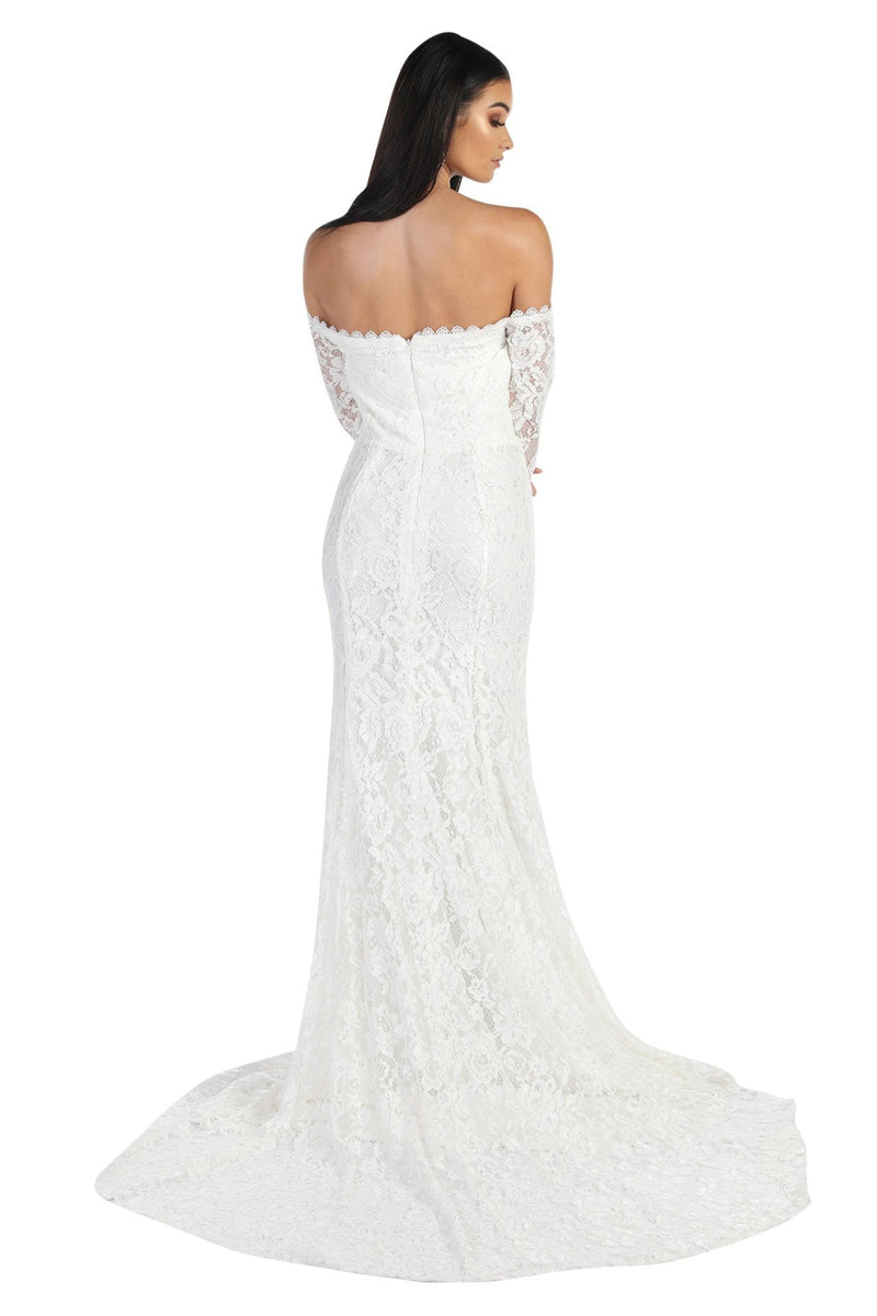 Caroline Long Sleeve Lace Gown - Ivory