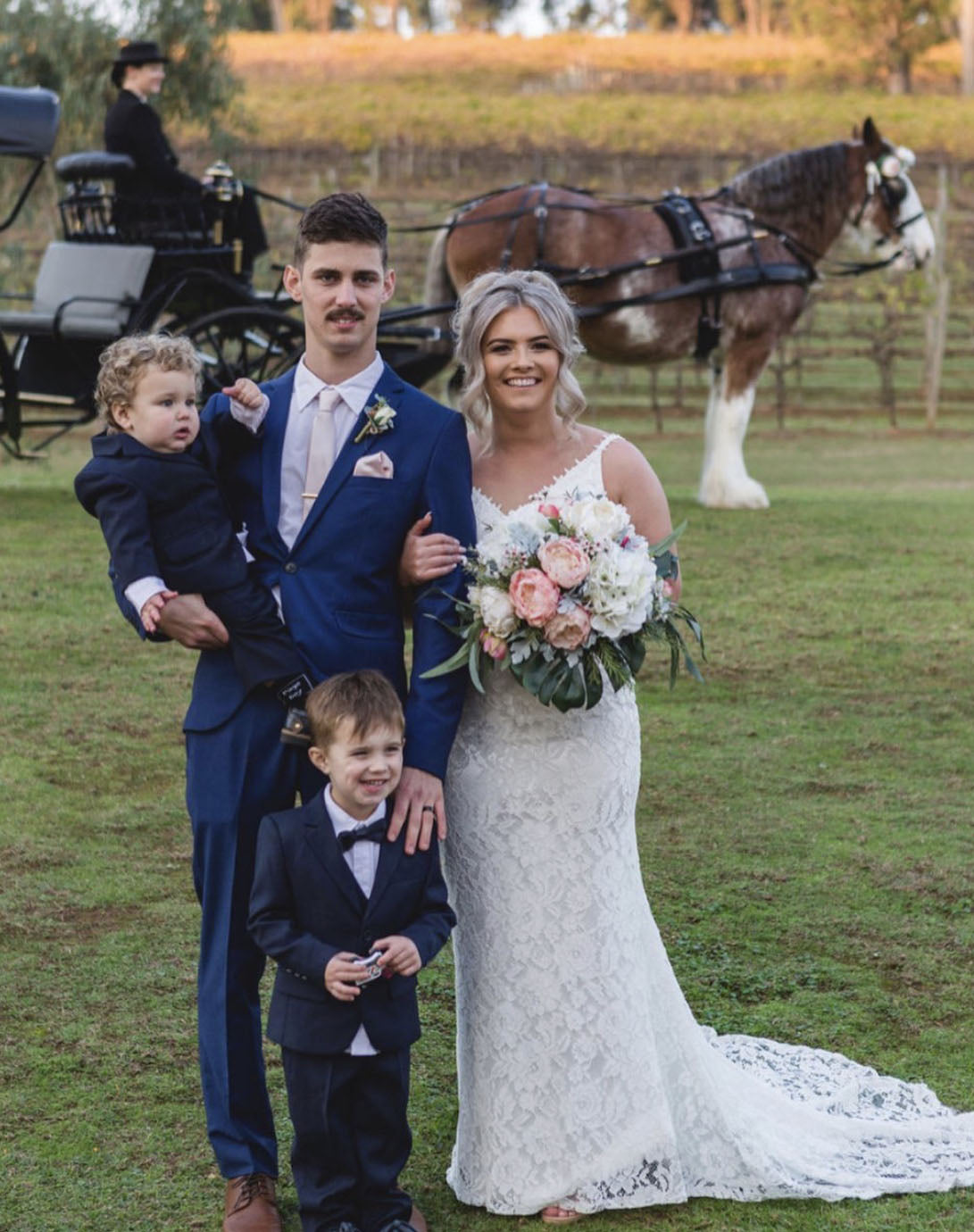 Noodz Boutique customer Tayla wears Fiona Lace Gown on her wedding day