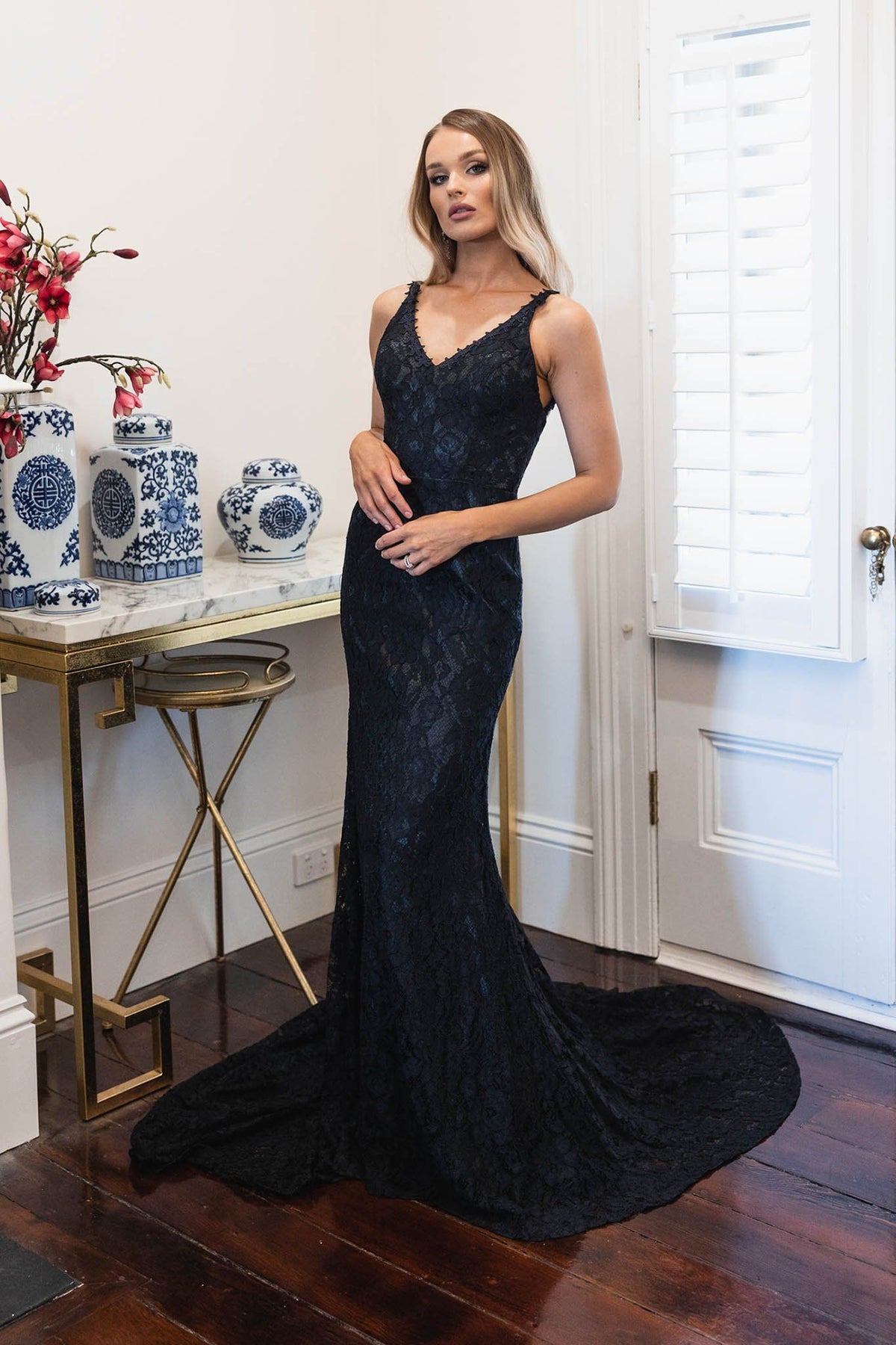 Fiona Lace Gown - Black