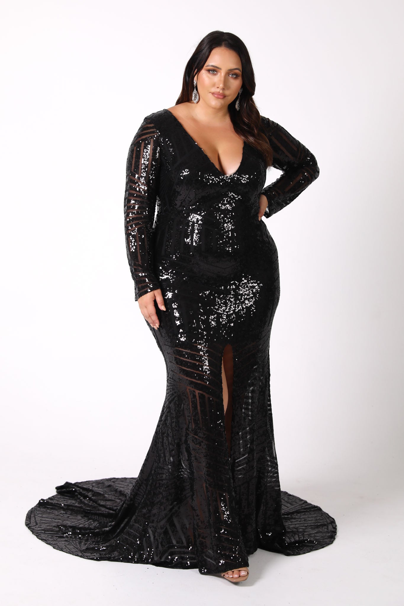 Update more than 163 black long sleeve evening gown best