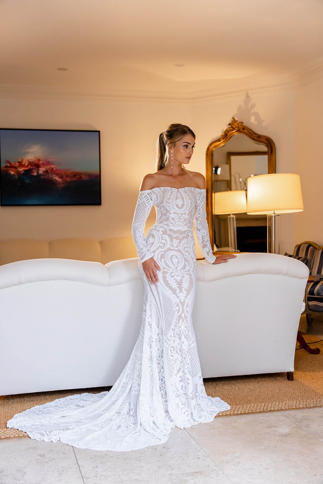 Wedding Gown Off Shoulder Long Sleeve Gown Off Shoulder Long