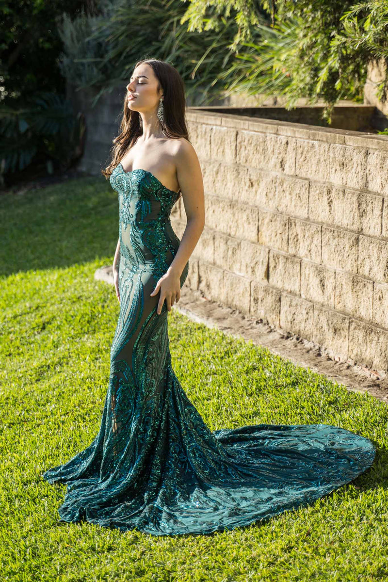 Gianna Gown - Emerald/Nude