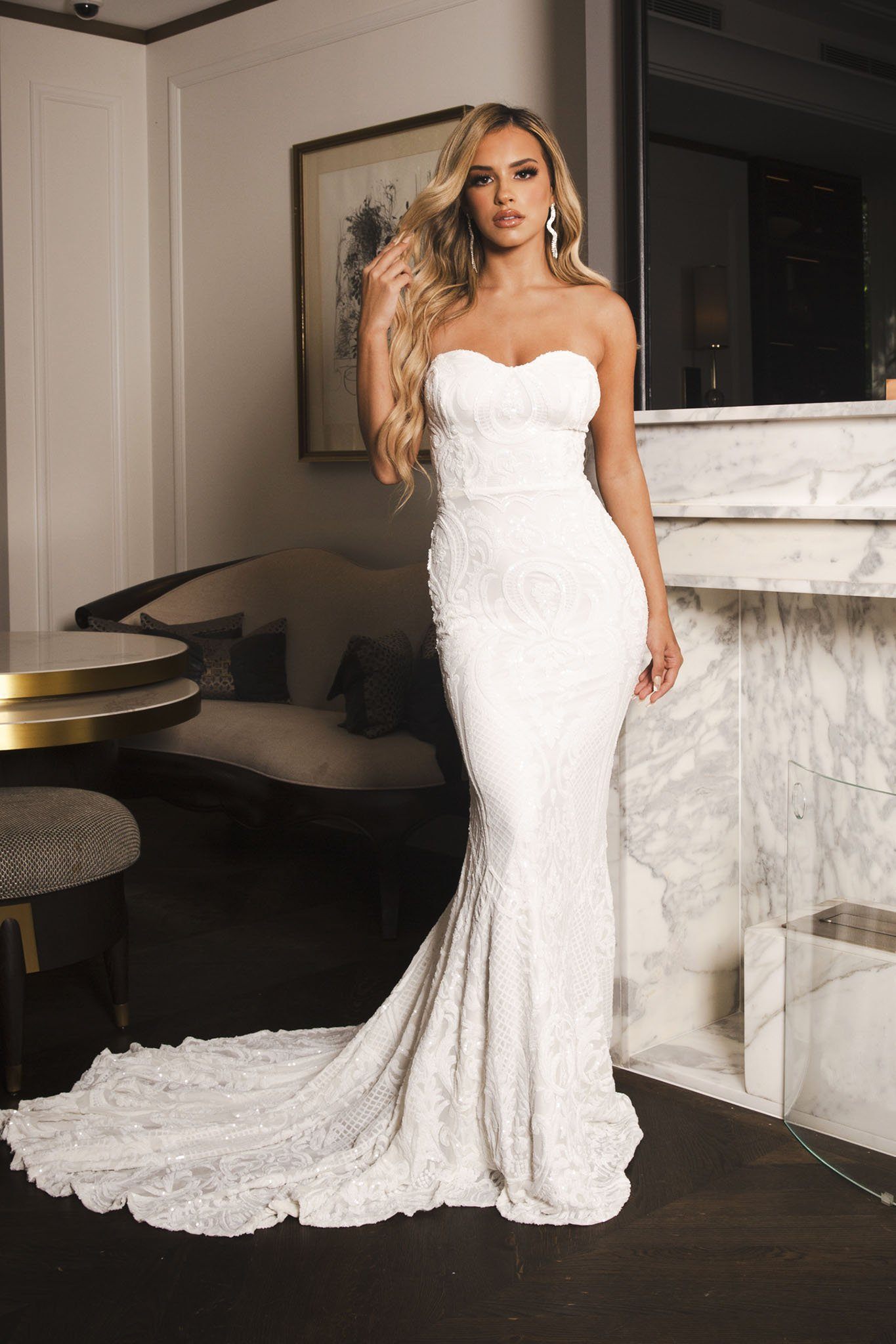 White strapless cheap gown