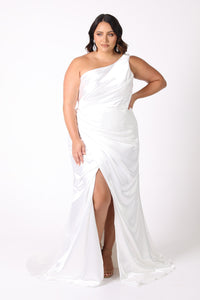 Kendra One Shoulder Satin Gown - Ivory