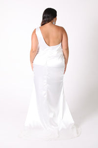 Kendra One Shoulder Satin Gown - Ivory