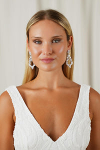 NATALIA Bridal Drop Earrings in Silver