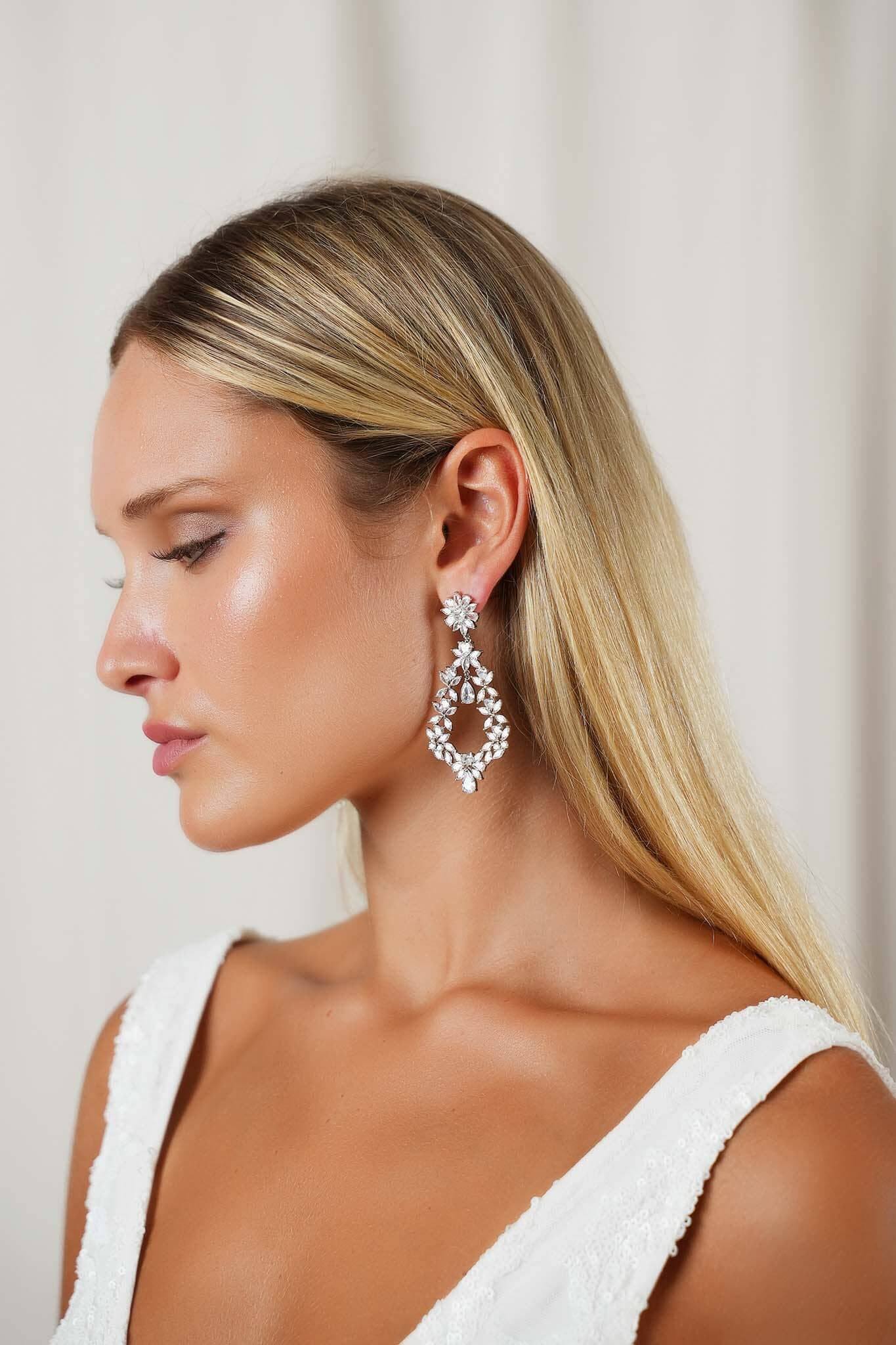 Diamante Glam Drop Earrings | Karen Millen