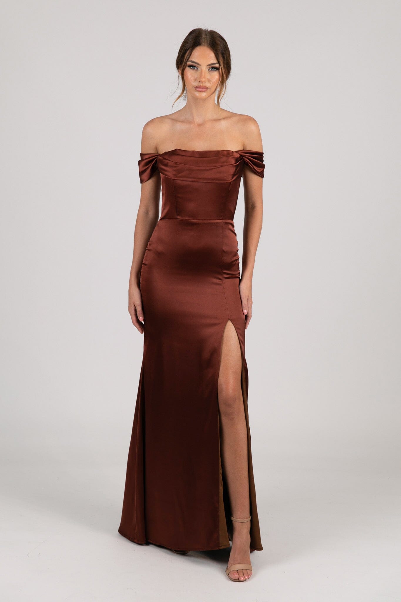 Peyton Strapless Satin Maxi Dress - Mahogany 4XL Peyton Strapless Satin Maxi Dress - Mahogany 4XL