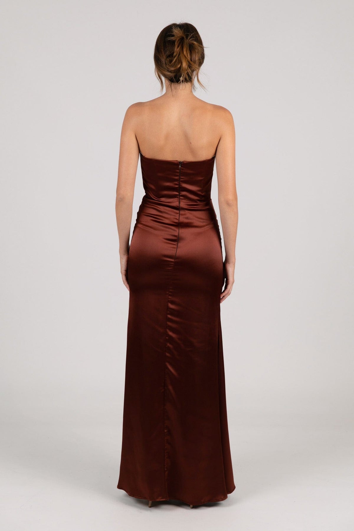 Peyton Strapless Satin Maxi Dress - Mahogany 4XL Peyton Strapless Satin Maxi Dress - Mahogany 4XL