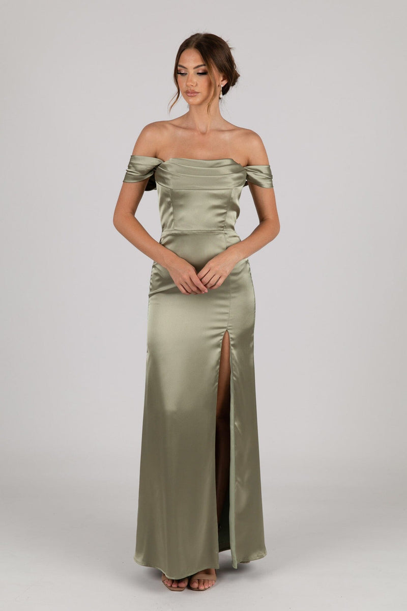 Peyton Strapless Satin Maxi Dress - Sage Green XL Peyton Strapless Satin Maxi Dress - Sage Green XL