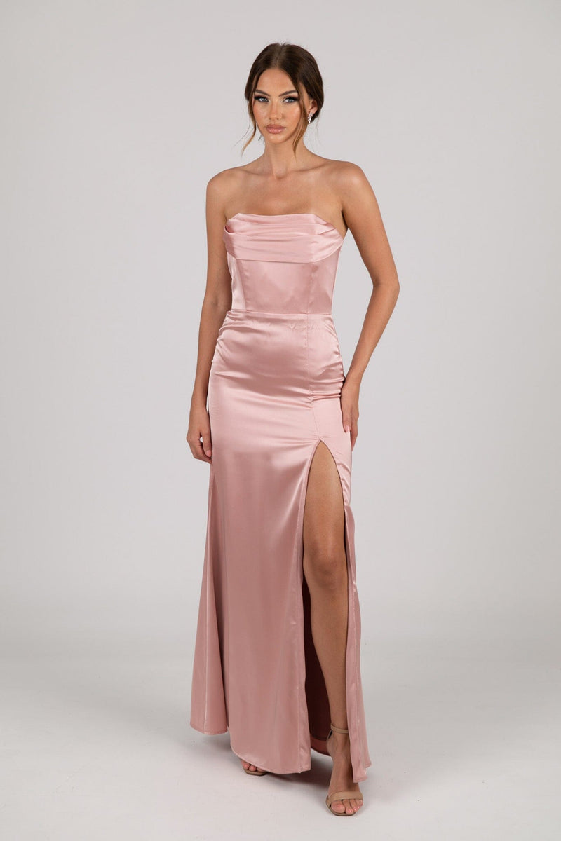 Peyton Strapless Satin Maxi Dress Dusty Pink – NB LUXE