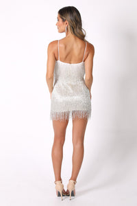 Back Image of Silver Fringe Mini Dress