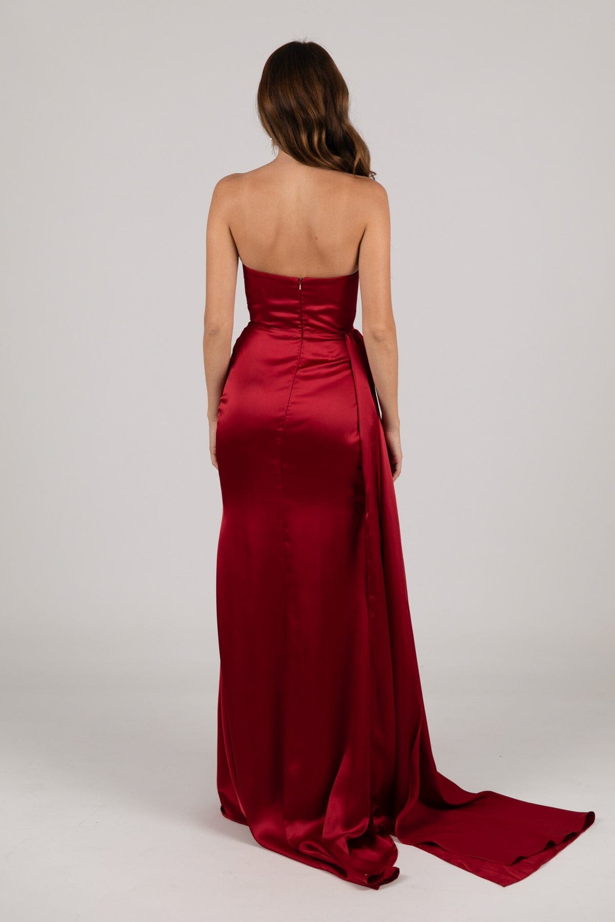 deep red satin dress TYRA Satin Gown