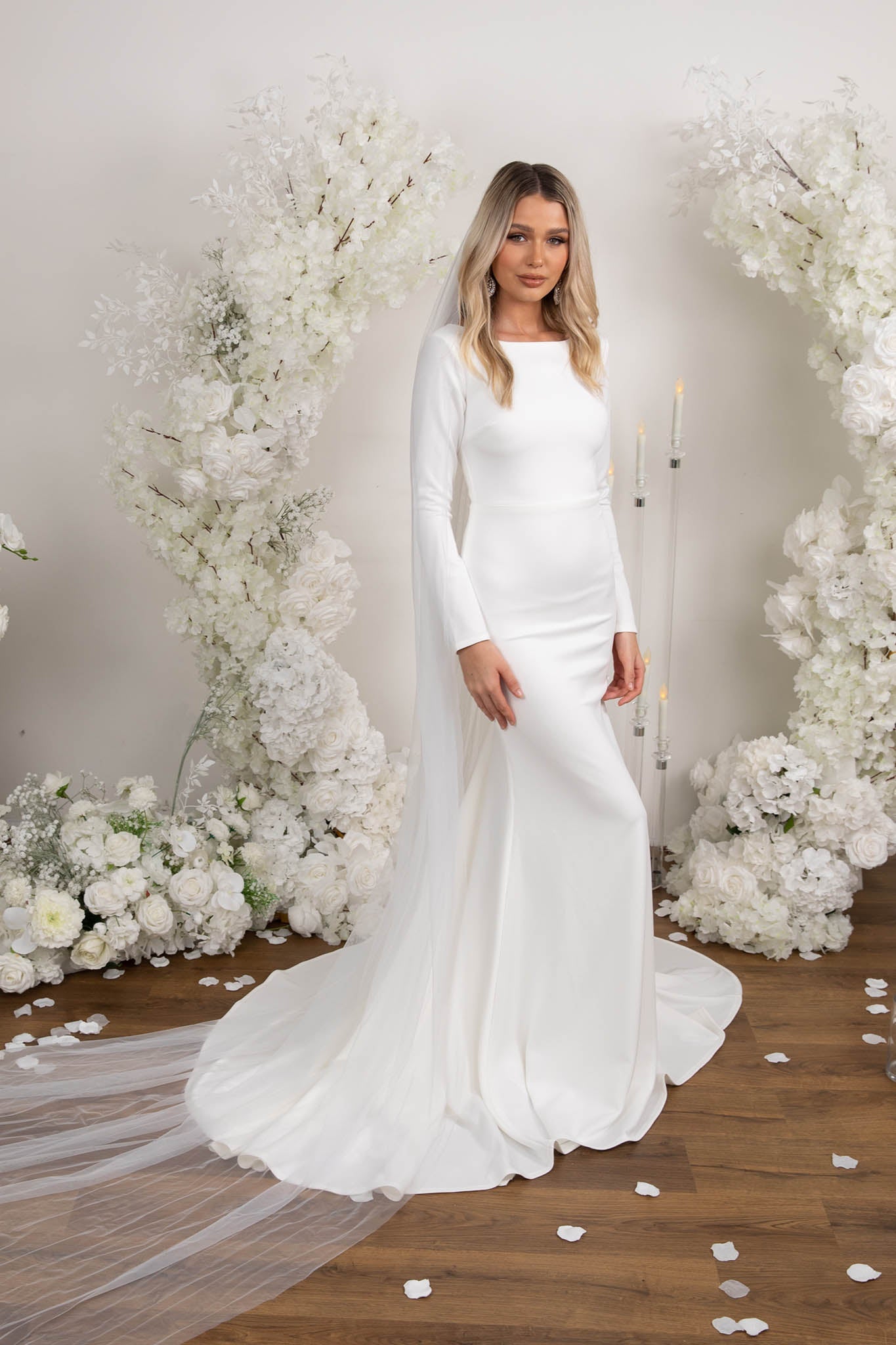 88292 (Forrest) - Stretch Crepe Wedding Dress with Plunging
